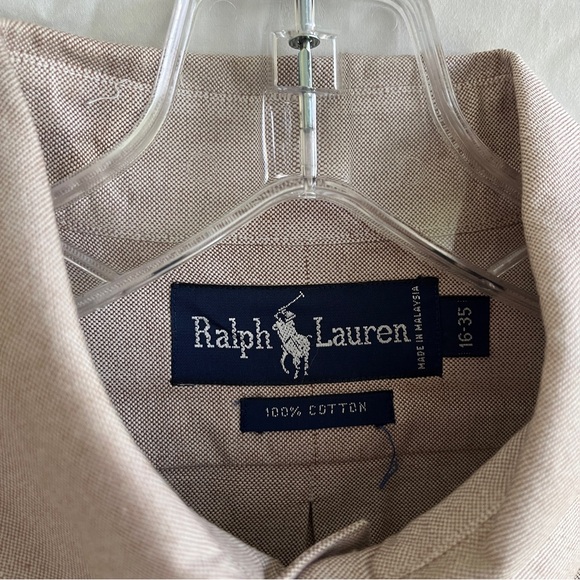 Ralph Lauren Blue label cream color button down long sleeve shirt, size 16/L - Picture 2 of 9